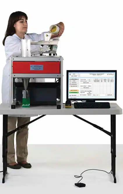 Ball Coleman Seed Counter seed counting machine on a lab bench with touchscreen